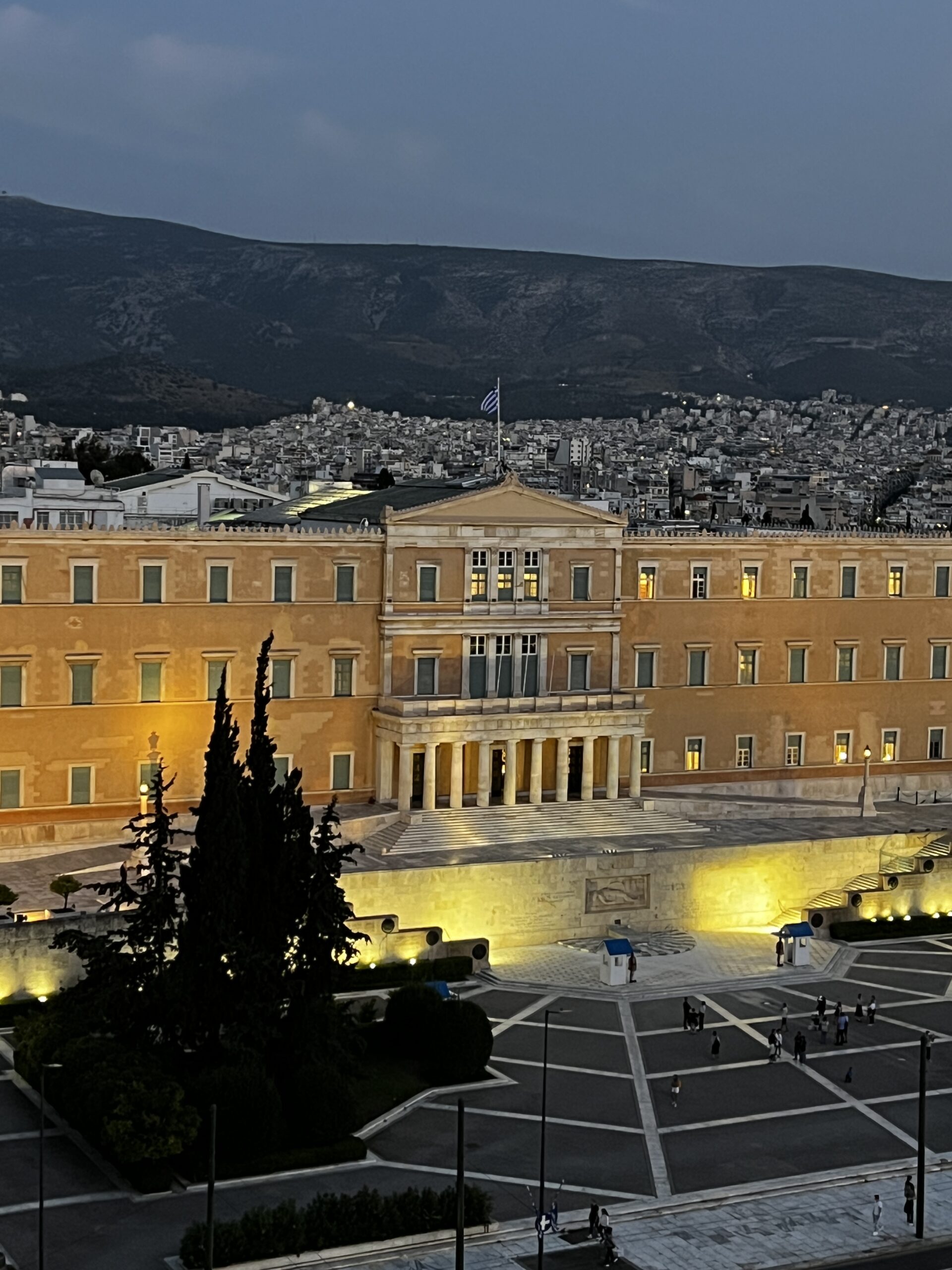 Athens Parliament Building at night